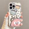 Cute Briquette Suitable for Apple 16promax Mobile Phone Case Painted with Bracelet 15pro Cartoon Cream Mirror 14p