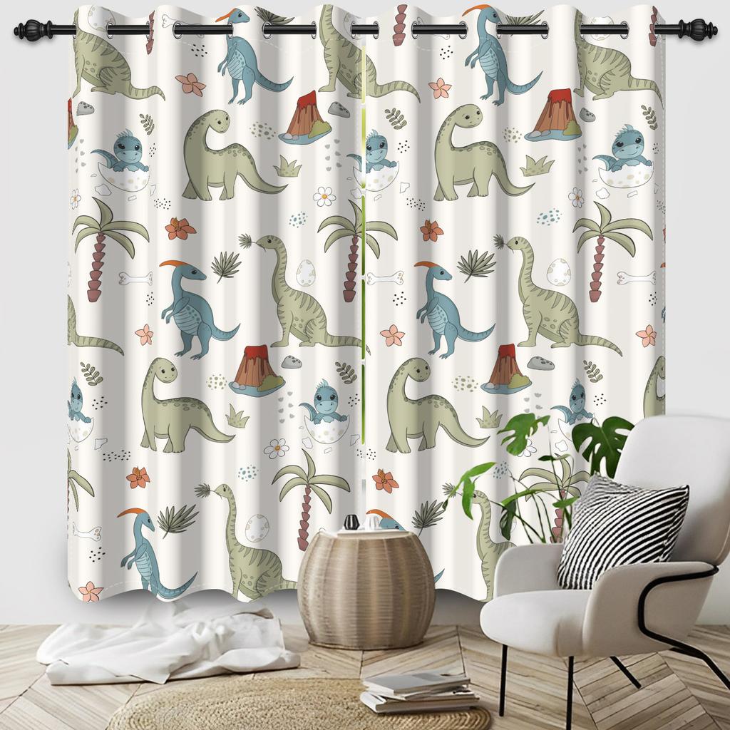 2 шт./компл. Детские шторы с динозаврами, красочный принт, дизайн джунглей, забавные светонепроницаемые шторы, декор для спальни мальчика/девочки