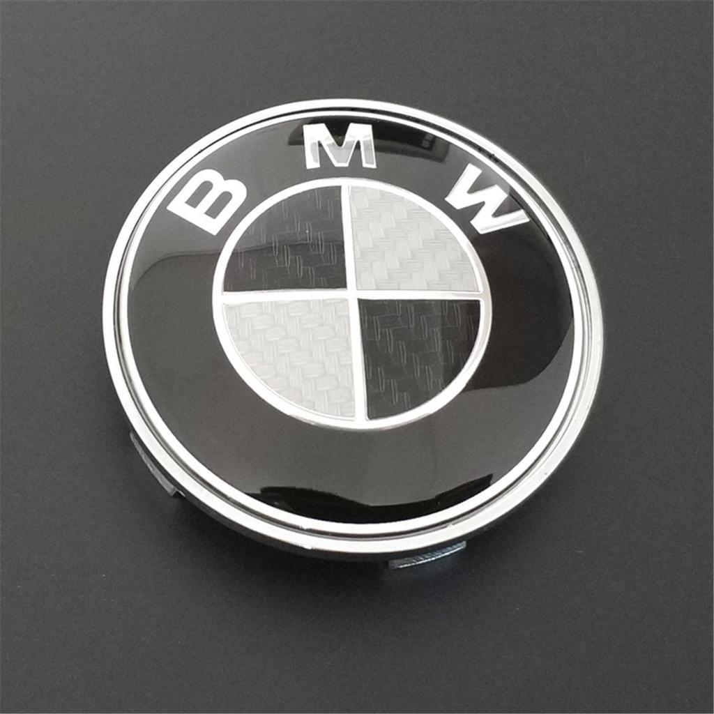 Logo Bmw For Real Carbon Fiber Black Silver 74mm Hood Trunk Badge Emblem
