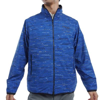 Водоотталкивающая блузон на молнии для гольфа, верхняя одежда M [Pin Apparel] для мужчин (Печать по всей поверхности/стрейч) / / 621-4220803 110_Синий