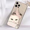 Beauty Girl Cartoon Pink  Case For iPhone 16,15,17,14,13,12,11 Plus,Pro Max,XS,X,XR,SE,Mini,8,7 Soft Silicone Black Cover