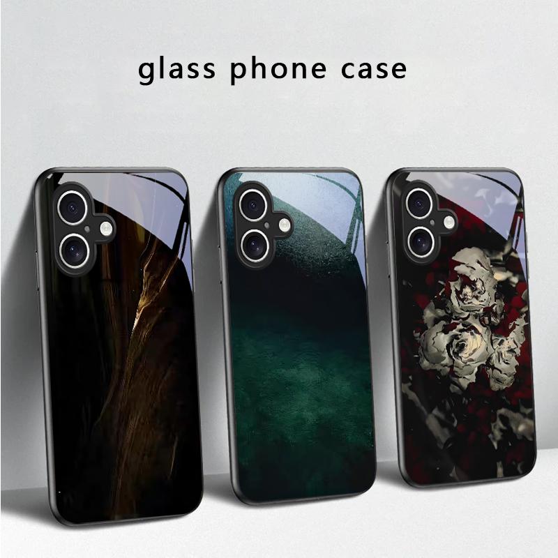 Текстура текстуры коры Для iPhone 17 Air 16 E 15 Plus 14 Pro Max 13 12 mini 11 5 6 7 8 Plus XR XS Max SE Черный стеклянный чехол для телефона