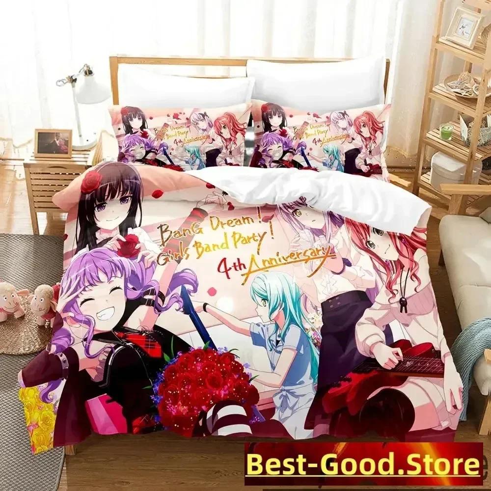 3D BanG Dream Аниме Девушки Группа Вечеринка Комплект Постельного Белья Принт С Наволочкой Покрывало На Подушку Постельное Белье Мягкое Односпальное Двуспальное Queen Super King Размер