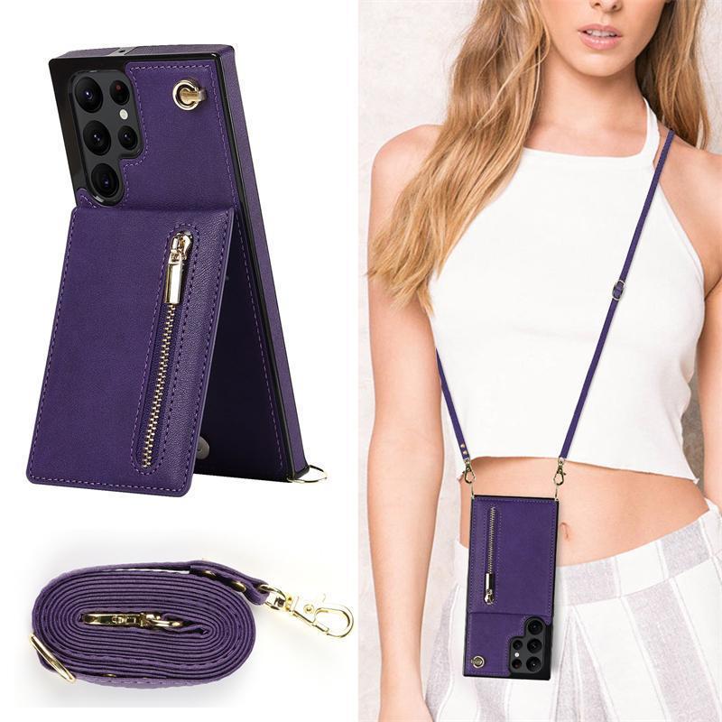 Fashion Zipper Card Bag Is Suitable for Samsung S22ultra Mobile Phone Case S21 + Insert Card S23 Anti-drop Note20.