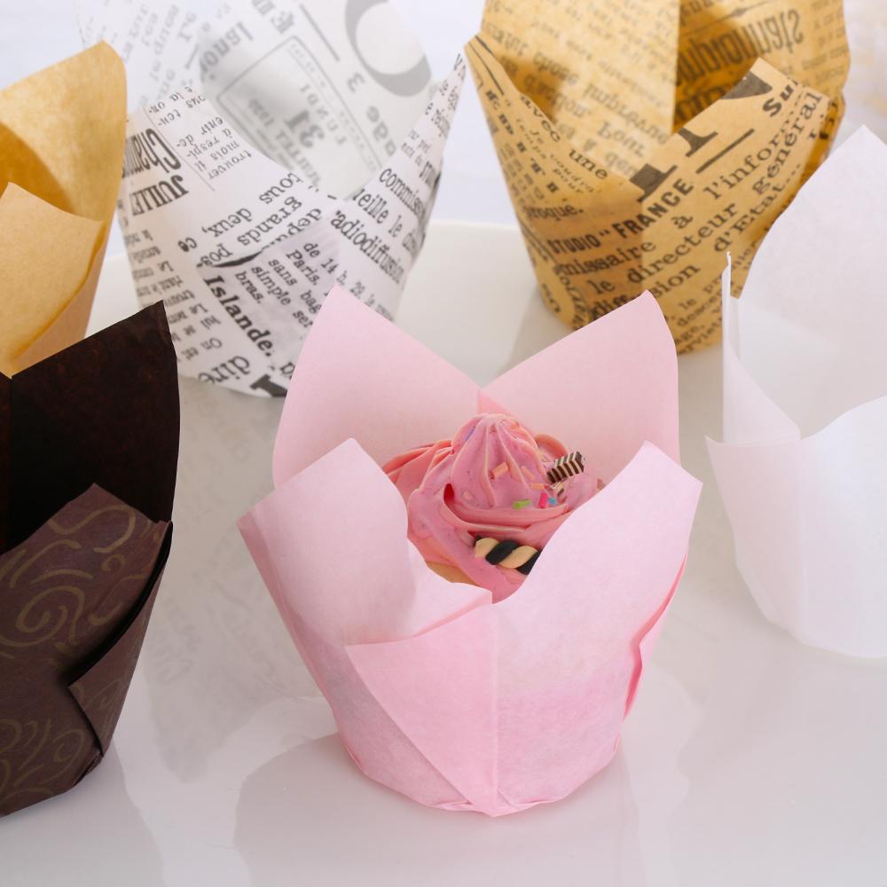 И кухонная утварь Противень для торта Формочки для кексов из жиронепроницаемой бумаги Формочки для кексов Форма для выпечки тюльпанов