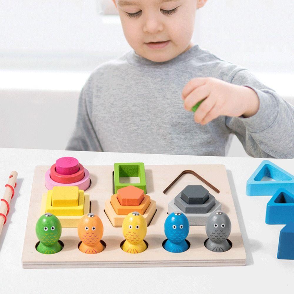Educational Shape Matching Toys Wooden Sorting Stacking Toys Montessori Wood Toys  Baby