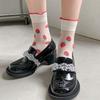 Avocado Strawberry Glass Silk Ruffle Socks Peach Fruit Mesh Tulle Mid Tube Socks  Girl