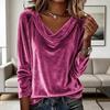Женские топы свободного кроя с широким вырезом, длинным рукавом, бархатистой текстурой, пуловеры, однотонные блузки для весны и осени