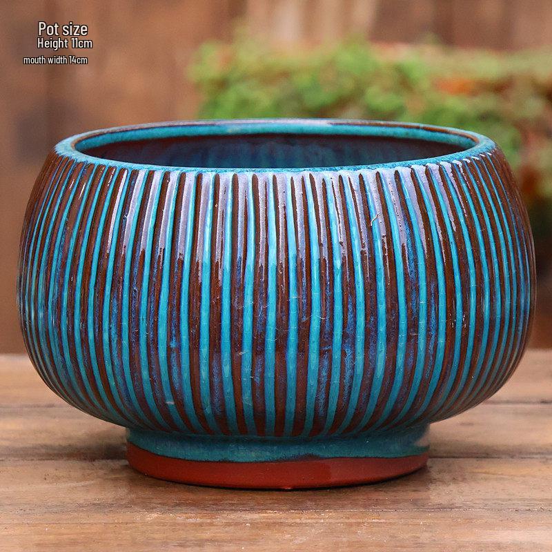 Yixing Handmade Coarse Pottery Medium Succulent Planter - Breathable Zisha Ceramic Ebony Tree Pot for Green Plants