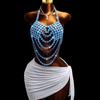 Hot Sale Pearl-style Strap Resort Style Summer Beach Fashionable Beads Chain Beaded Body Chain Purple Top Vest