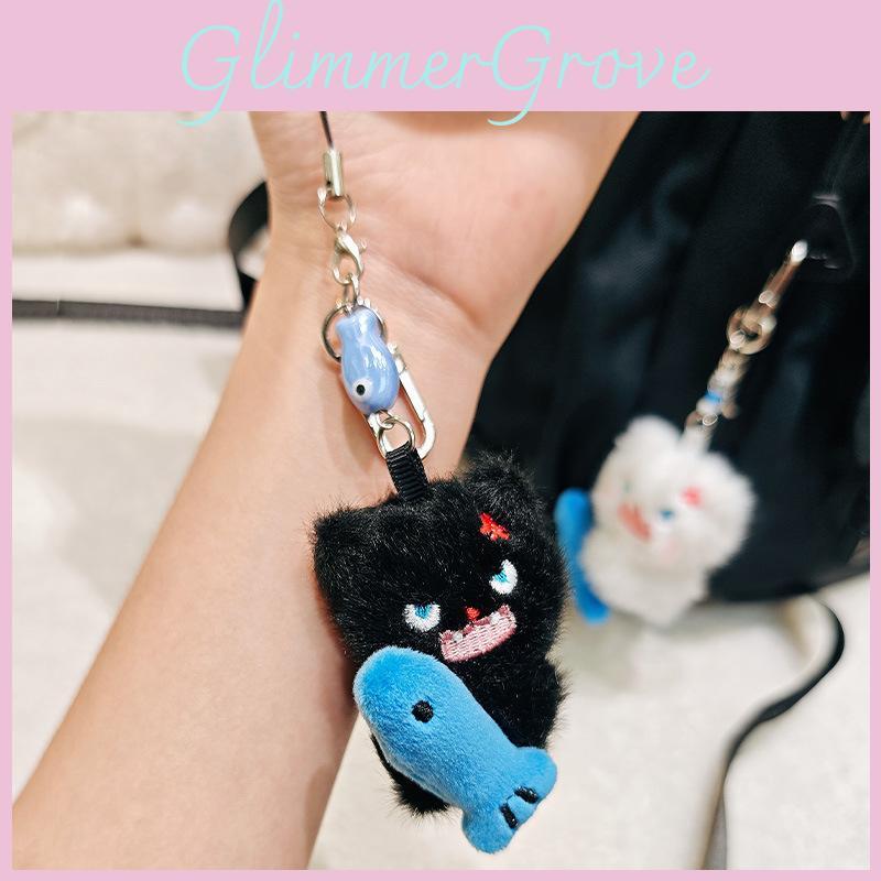 Jinnew Cute Plush Cat Phone Charm With Keychain For Collectors And Gift Lovers