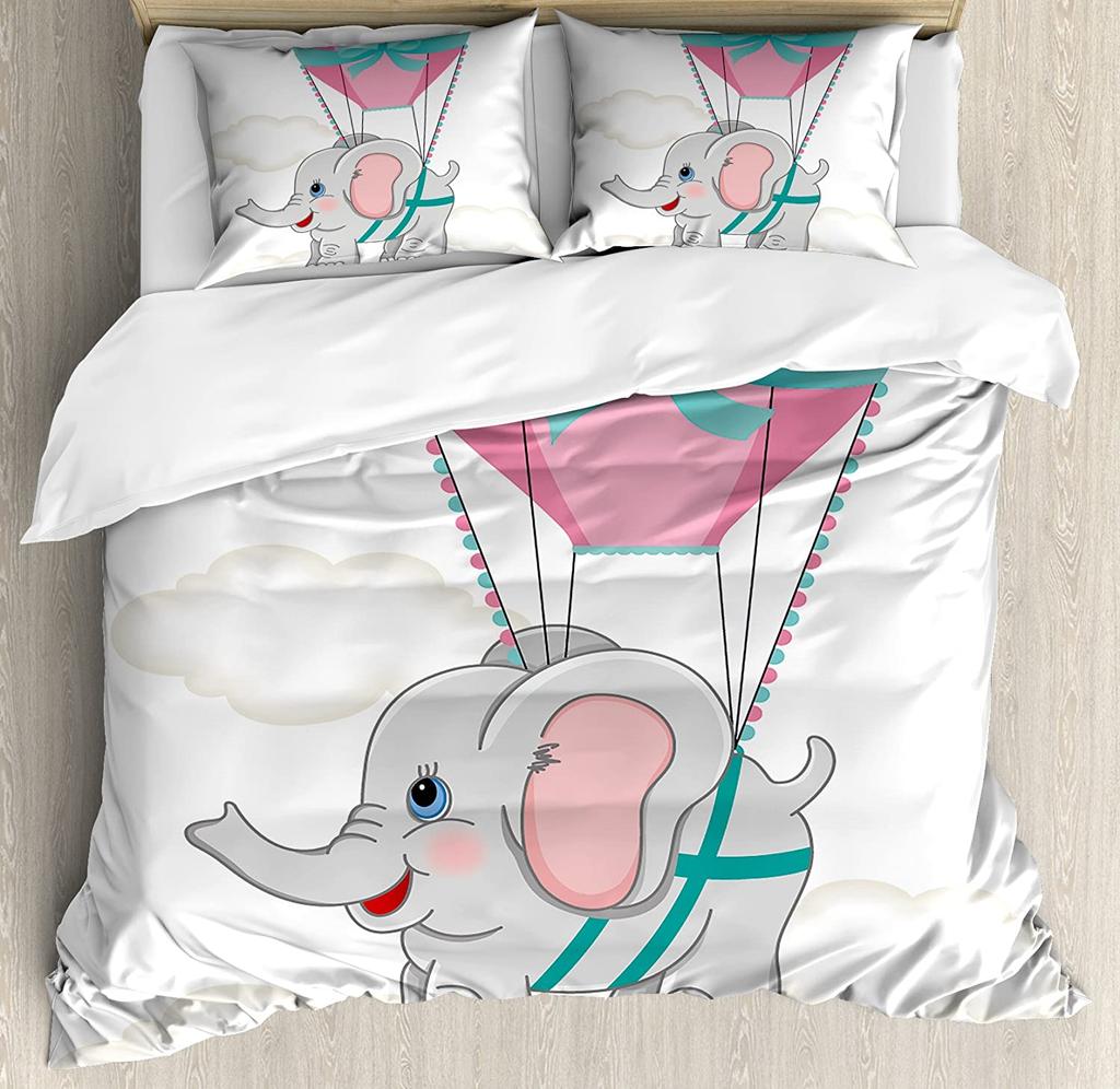 3Pcs Bedding Set Cartoon Air Balloon Home Textile Duvet Cover Pillow Case Boy Kid Teen Girl Bedding Covers Set