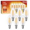 [E12] Lepro LED Chandelier Bulbs, E12 Base, 6 Bulbs, 40W, 12mm Base Diameter, C35, Warm White, 2700K, 280° Filament, Retro, High Color Rendering,