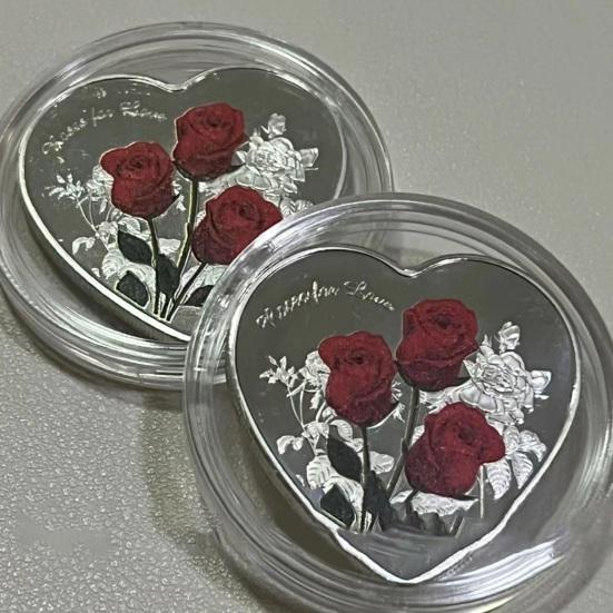 Памятная монета Lucky Love, креативная форма, двусторонний дизайн, романтические элементы, украшение для монеты на День святого Валентина