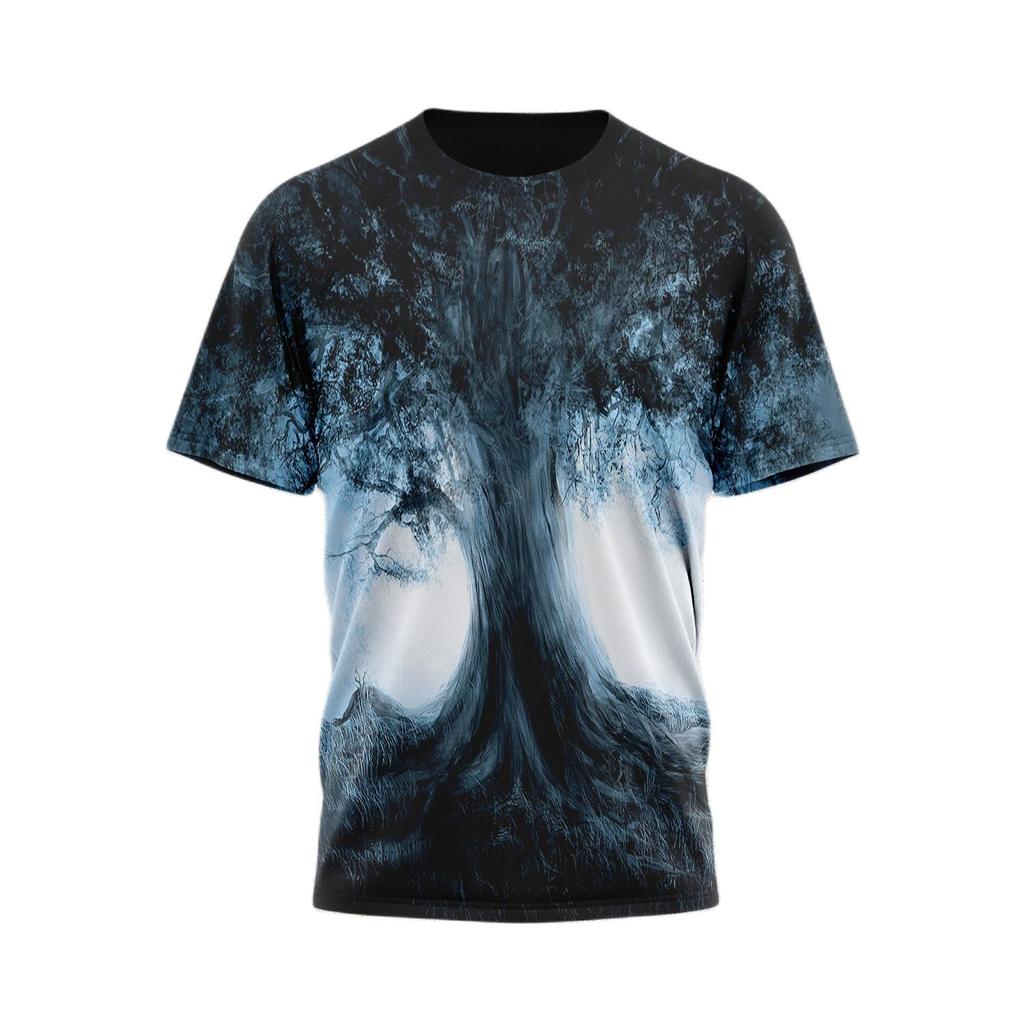 Мужская футболка с красивым природным пейзажем и принтом 3D, свободная дышащая удобная летняя одежда большого размера с круглым вырезом для мужчин