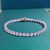 Luoxi Temple Jewelry 2023: 925 Sterling Silver Bracelet with High Carbon Diamonds, 4mm, 18K White Gold Plated, Fashionable Style