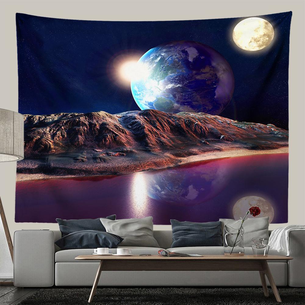 Гобелен с фиолетовой планетой, настенный гобелен в стиле хиппи, декор для комнаты, Galaxy Space, настенный гобелен, эстетический декор для спальни, гостиной