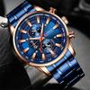 Fashion Men's Quartz Watches Men Business Full Steel Chronograph Watch Casual Sport Waterproof Clock