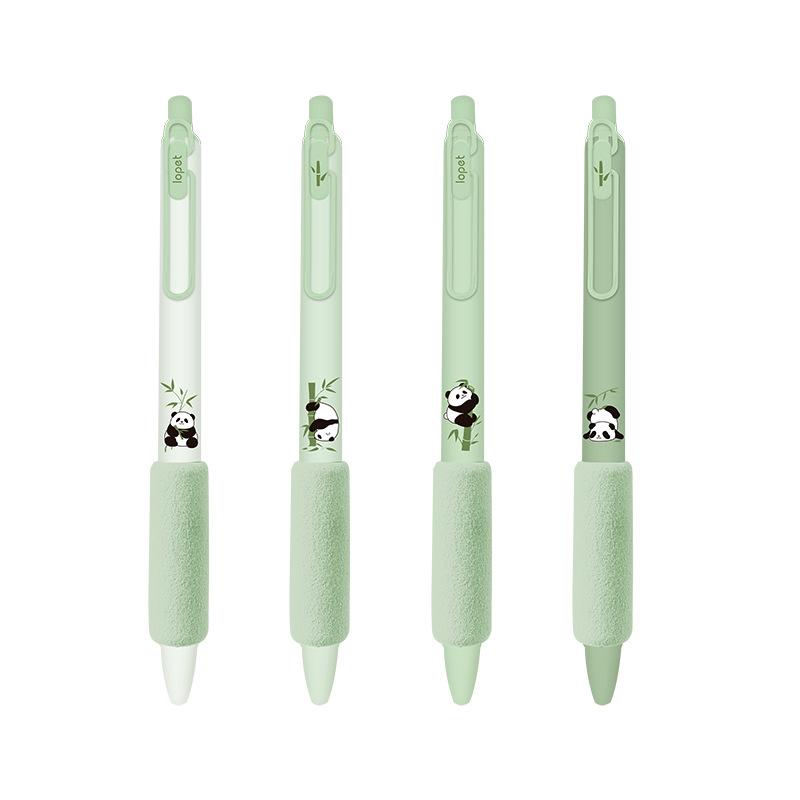 Набор гелевых ручек Panda из 4 шт., зеленый бамбук, Soft Touch, шариковая ручка 0,5 мм, черный цвет, чернила для письма