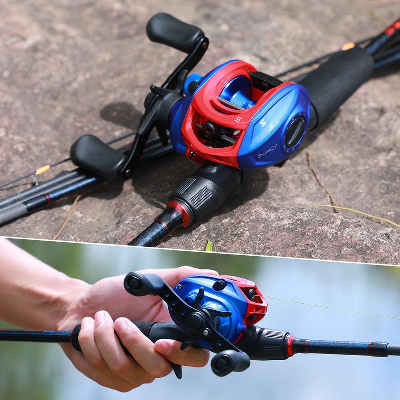 SOUGAYILANG Комбинированный набор катушек для удочек, 1,8–2,4 м, 5-секционная кастинговая удочка, кастинговая катушка 13 + 1BB