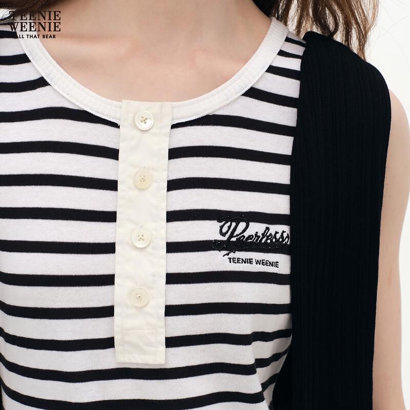 Teenie Weenie Женское короткое платье в полоску с буквенным принтом и изображением медведя