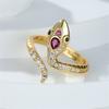 Кольца в стиле панк-змеи для женщин, золотые, красные, зеленые, с кубическим цирконием, роскошные обручальные кольца, женские кольца для вечеринок, ювелирные изделия, подарки