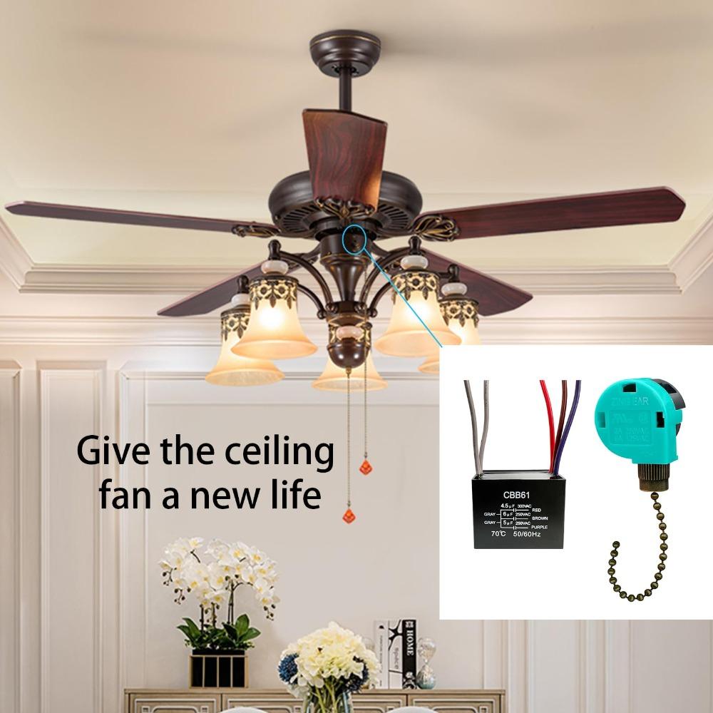 2pcs Plastic 3 Speed Fan Switch Copper Speed Regulating Capacitor Electrician