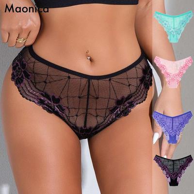 Европейский размер Женские радужные кружевные трусики Женские разноцветные ластовица из чистого хлопка Летние женские трусы Со средней посадкой Цвет леденца Нижнее белье