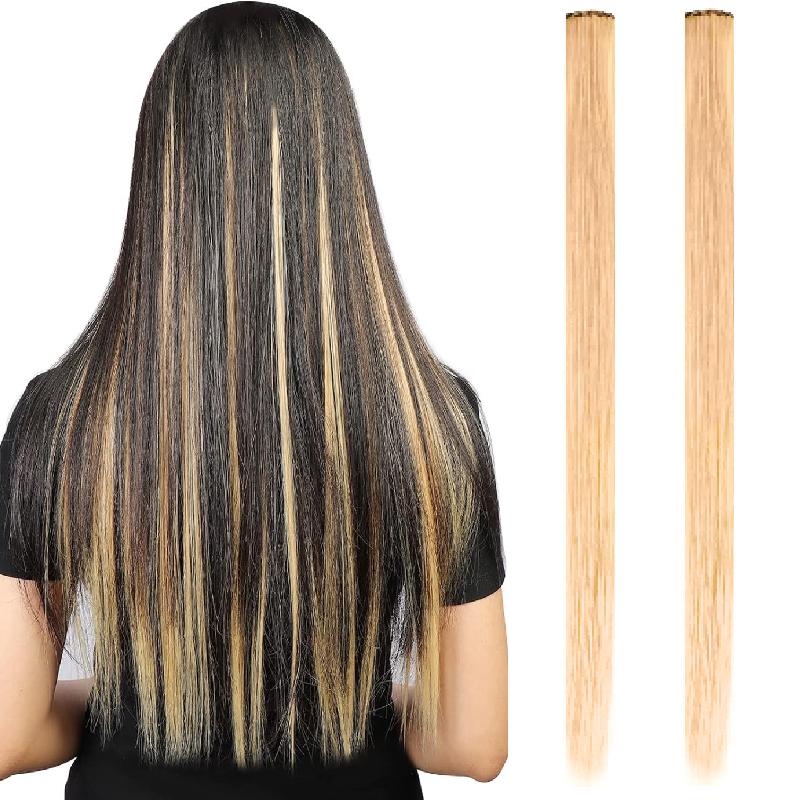 Aosiwig 2 шт. Накладные волосы на заколках, цветные пряди для вечеринки, прямые радужные накладки для волос, фестиваль, Хэллоуин, косплей для женщин, девушек