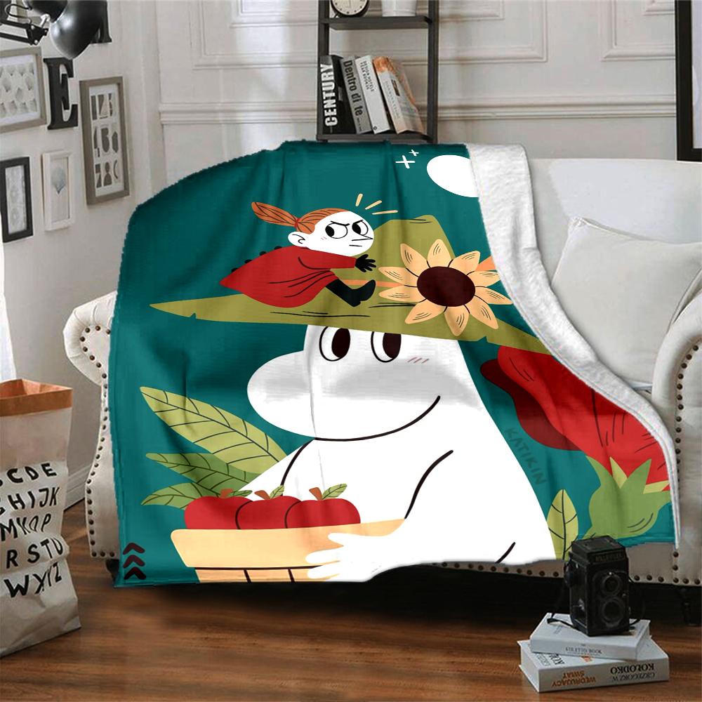 Moomin Theme Printed Blanket - Perfect for Couch, Bed, Travel & Outdoor Use | Machine Washable, Cozy & Durable.