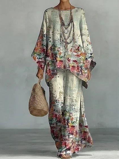 European and American women's Y1 plus-size slimming ethnic style long dress set, bohemian casual plus-size dress