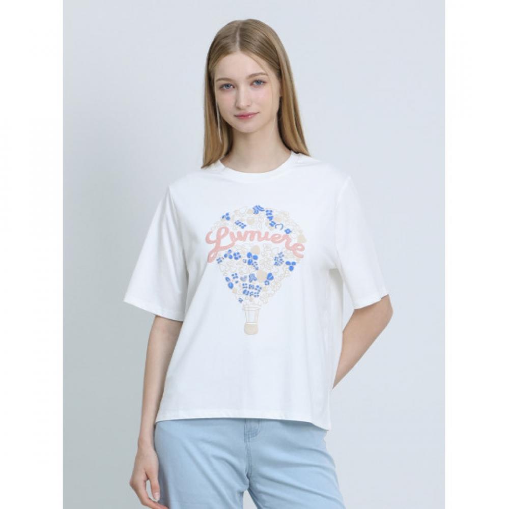 Cresson ShorT Sleeve T shirT Flower Balloon prinTing