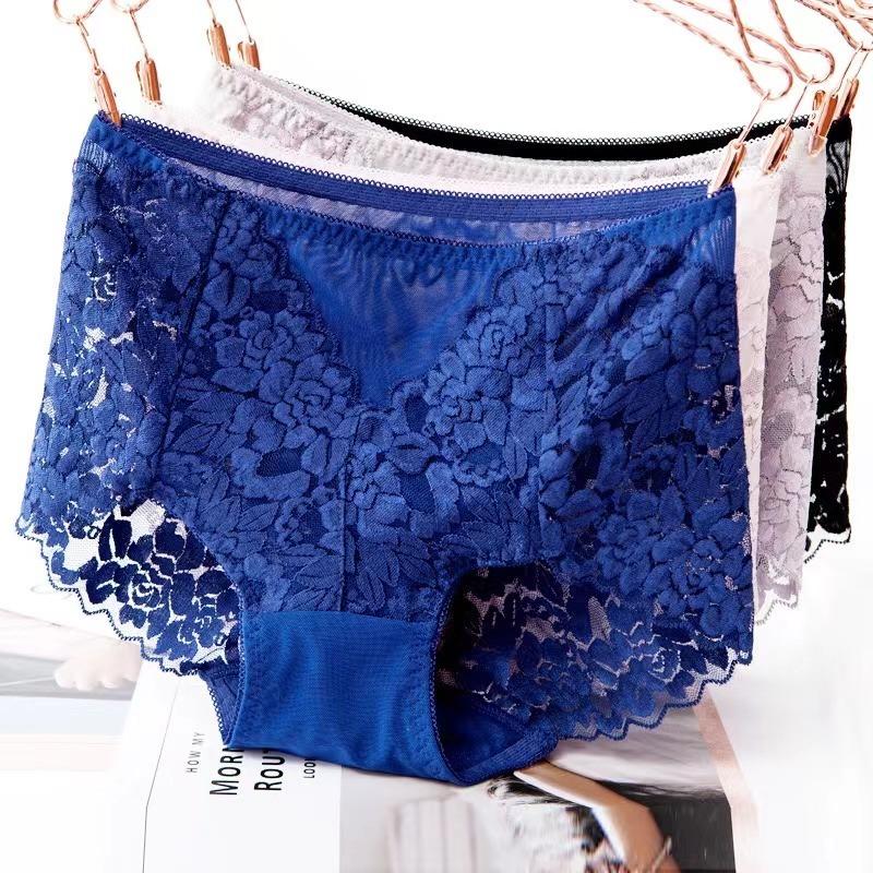 Ladies Sexy Mesh Panties High-waist Seamless Lace Underwear Briefs Transparent Silk Women Cotton Health Knickers Lingerie