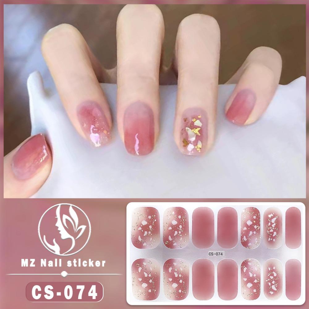 New Type of Bake-free Gel Nail Polish Film, Full Sticker, Plaid Spring and Summer Flower Nail Art Film, Nail Film, Waterproof Paper Patch