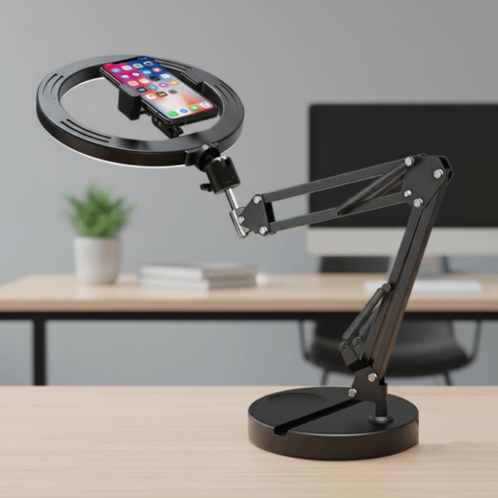Adjustable Height Telescopic Phone Stand 26cm Fill Light Desktop Phone Holder  Phone Accessories