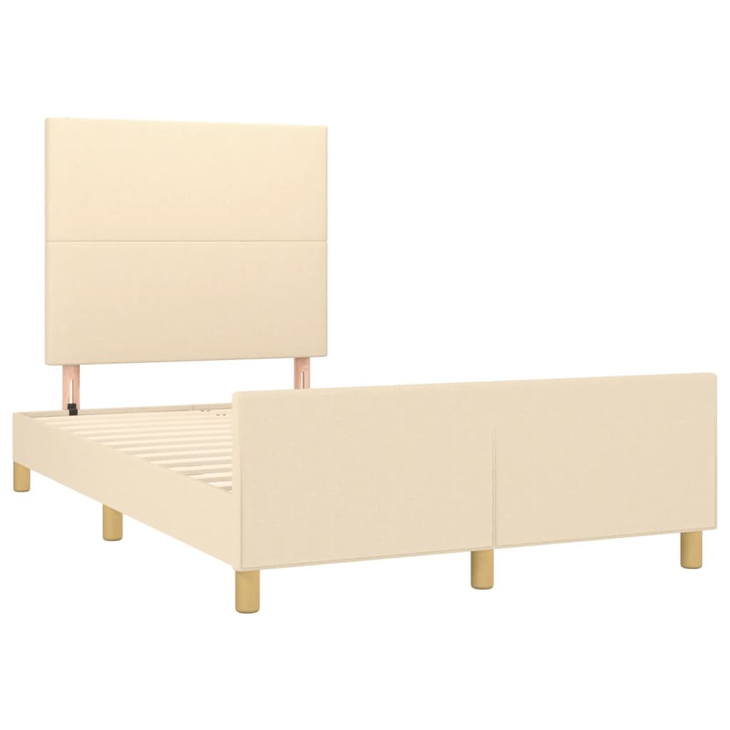 Bed Frame without Mattress Cream 120 x 190 cm Fabric