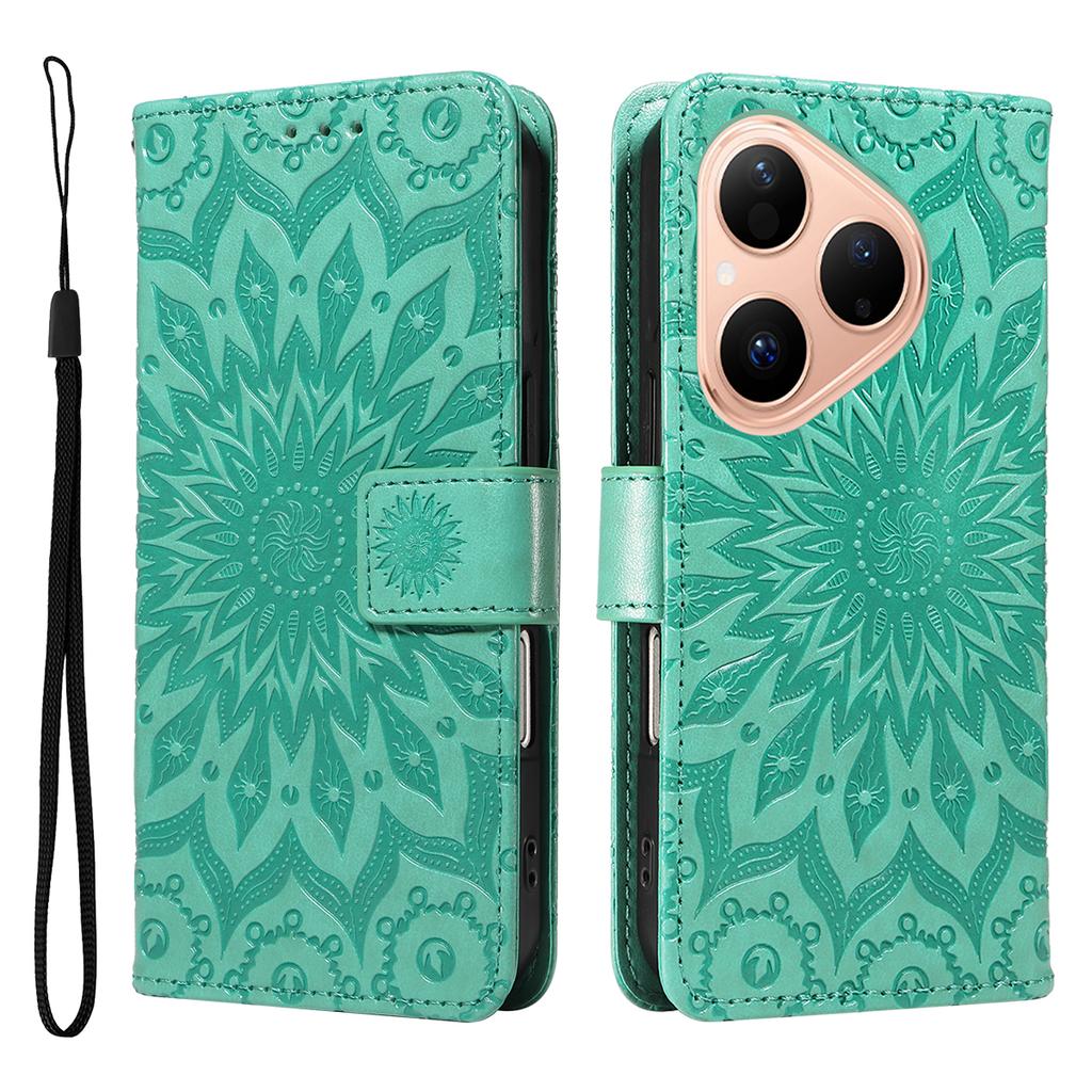 For Huawei Pura 80 Leather Wallet Case Sunflower Imprinted Phone Cover