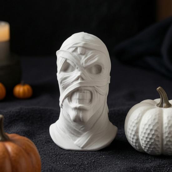 Настольное украшение на Хэллоуин, 3D-печатная фигурка мумии, жуткая статуэтка зловещей головы, украшение в темном стиле для дома, гостиной, офисного стола