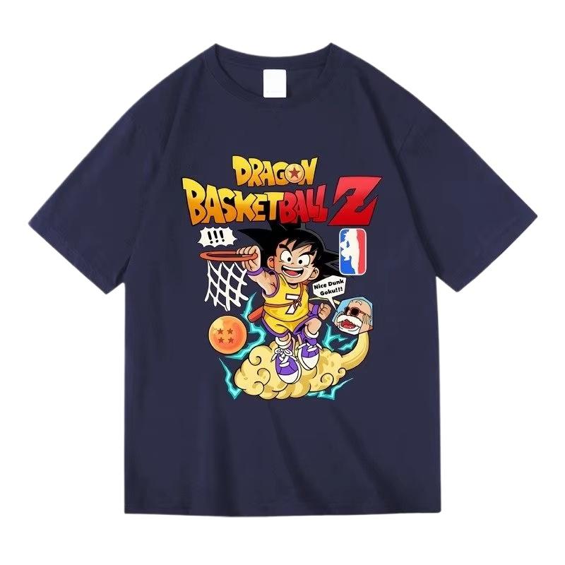 Wukong Dragon Ball Anime Tshirt Pure Cotton Childrens Parentchild Outfit Unisexs and Womens Round Neck Short Sleeved Shirt
