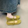 Cute Ballet Fairy Suede Round Head Light Mouth Single Shoes Spring and Autumn Retro Flat Mary Jane Women's Shoes