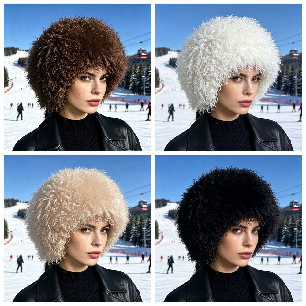 Толстая плюшевая зимняя шапка из искусственного меха, мягкая и теплая, с кудрявым мехом, ретро, пушистая, для улицы, повседневная