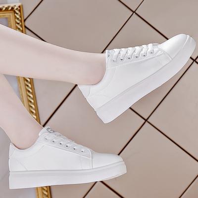 Белая женская обувь Удобная повседневная обувь для скейтборда Однотонные кроссовки для отдыха Легкая обувь для ходьбы Вулканизированная платформа на шнуровке Cas