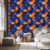 Ink blue, navy blue and orange wallpaper for living room and bedroom 50x1000