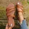 New Large Size Flat Bottom One-word Slippers Women's Outer Wear Strap Combination Beach Cool Slippers Slippers