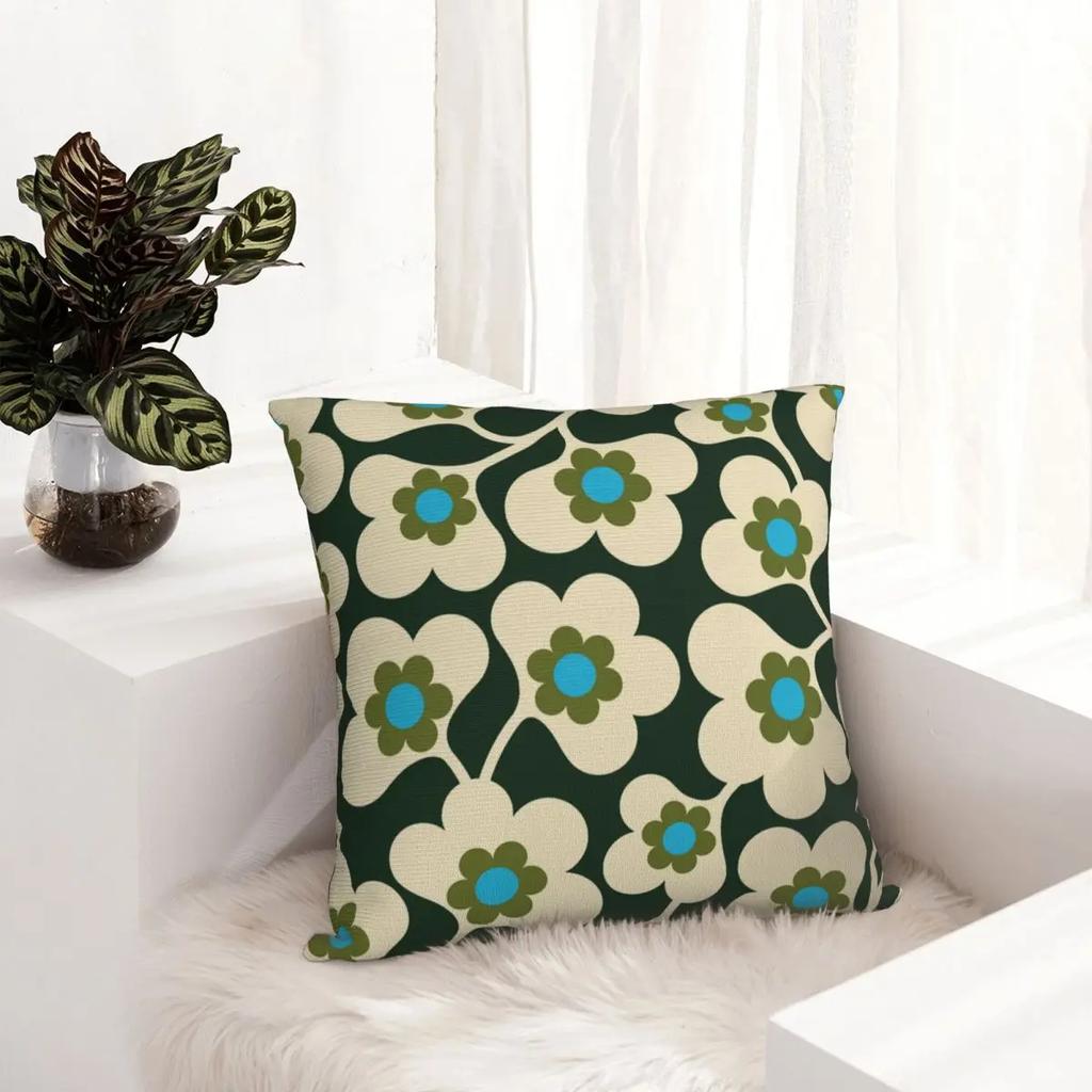 Green White Flowers Orla Kiely Pillowcase Printing Polyester Cushion Cover Decorative Pillow Case Cover Home Square 40*40cm