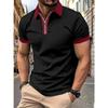 Men's Short Sleeve Golf Polo Contrast Color Zip Up Turn Down Collar Summer Casual T-shirts for Men Streetwear