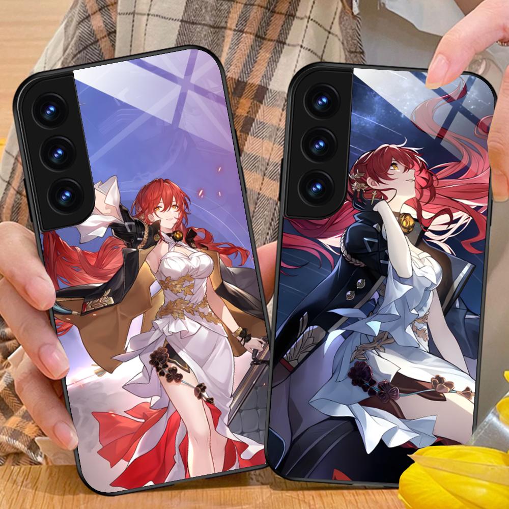 Стеклянный чехол HSR Himeko для мобильного телефона Samsung Galaxy S26 S25 S24 S23 S22 S21 S20 Note20 Plus FE Ultra Цветная крышка