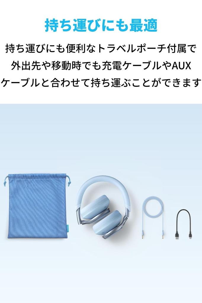Anker Soundcore Space One Wireless Noise Canceling Up To 55 Hours of Music Playback Resolution Compatible Compatible External Sound Capture Blue