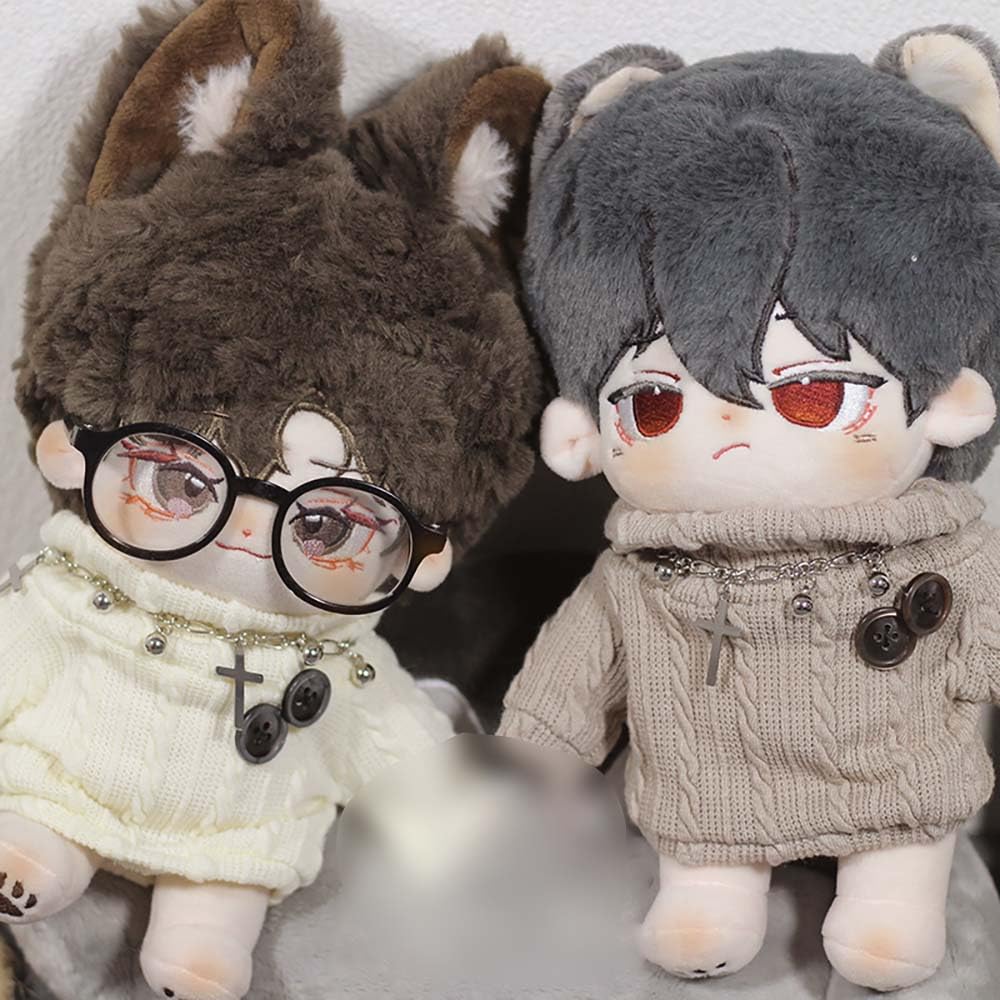Niannyyhouse 10cm-15cm 20cm Plush Clothes, Turtleneck Sweater, Cotton Doll Clothes, Dress-Up (Light Brown, 20cm)