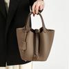 First Layer Cowhide Bag Women's New Genuine Leather Women's Bag Vegetable Basket Bucket Bag Retro Versatile Handbag